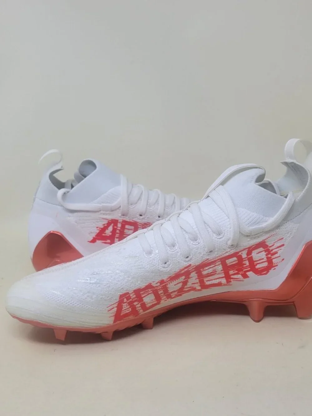 Men's Size 9 Adidas Adizero 2022 Primeknit Football Cleats White/Orange HP8742